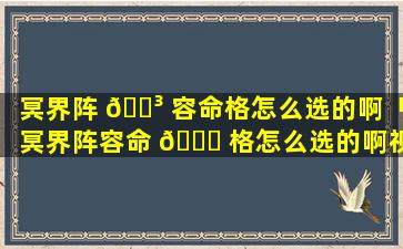 冥界阵 🌳 容命格怎么选的啊「冥界阵容命 🐋 格怎么选的啊视频」